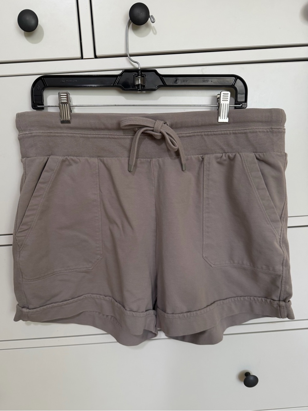 Zella Washed Organic Cotton High Waist Lounge Shorts in Taupe